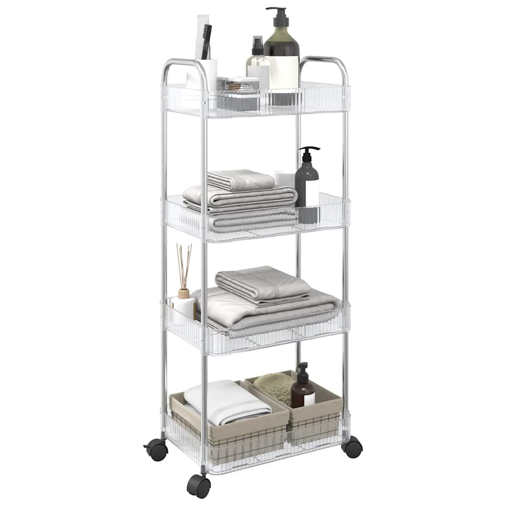 vidaXL Aufbewahrungswagen 4 Etagen Transparent 37x28x95 cm Acryl