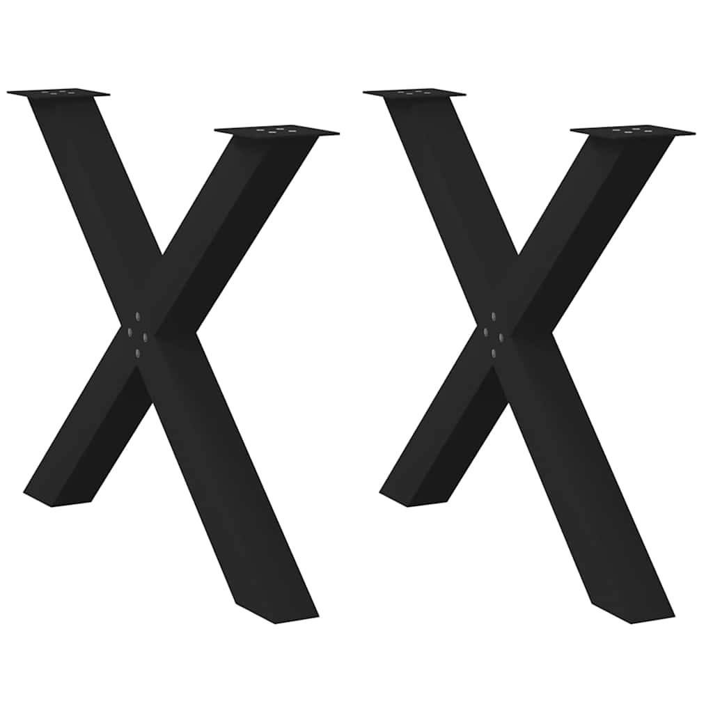 vidaXL Esstischbeine X-Form 2 Stk. Schwarz 90x(72-73) cm Stahl