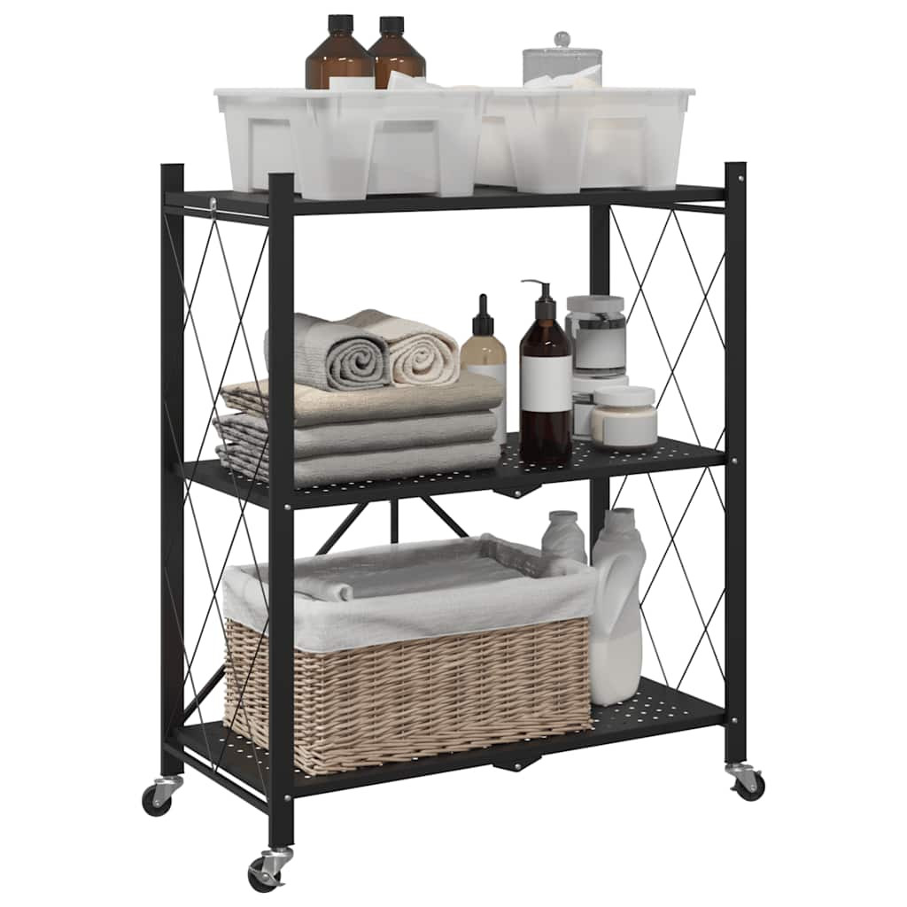 vidaXL Lagerregal auf Rädern Schwarz 71 x 34 x 88 cm Stahl