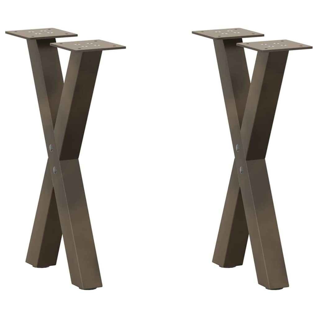 vidaXL Couchtischbeine X-Form 2 Stk. Naturstahl 38x(42-43) cm Stahl