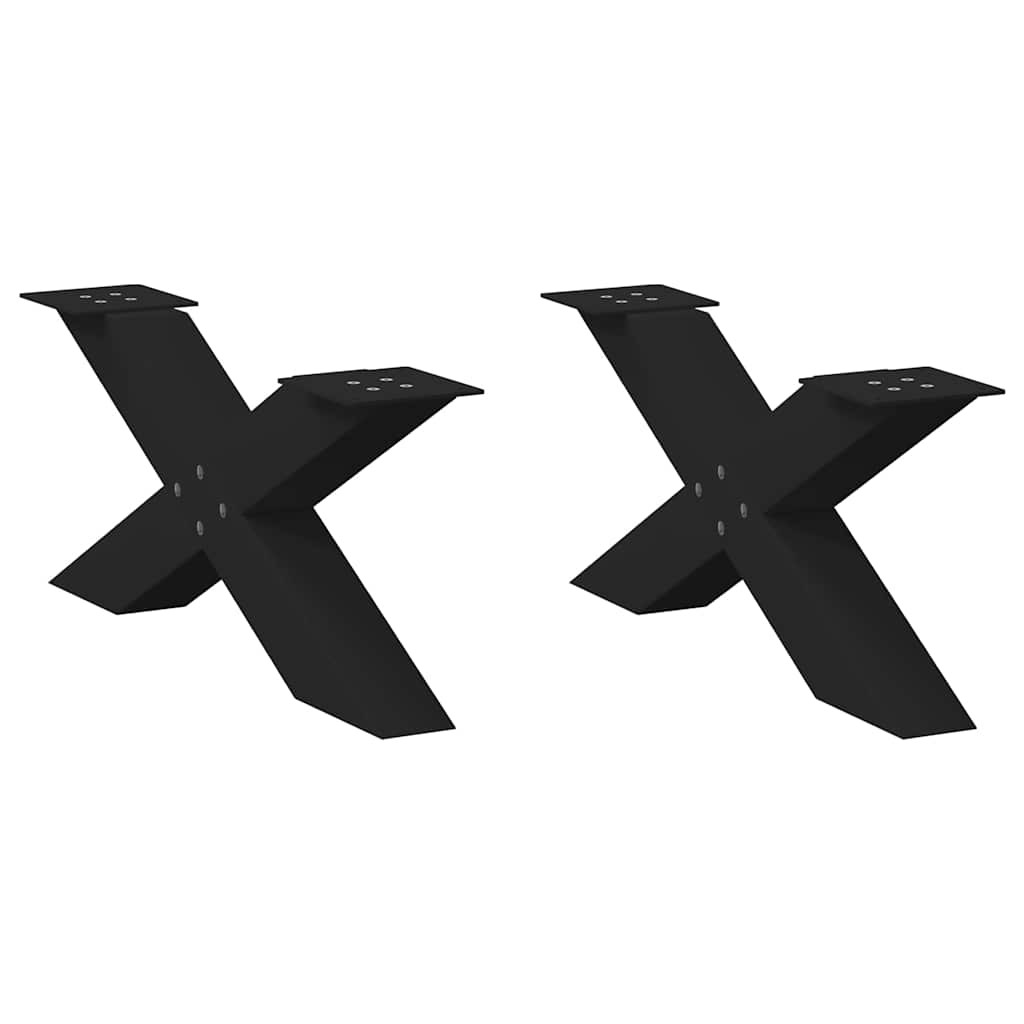 vidaXL Couchtischbeine X-Form 2 Stk. Schwarz 70x(30-31) cm Stahl
