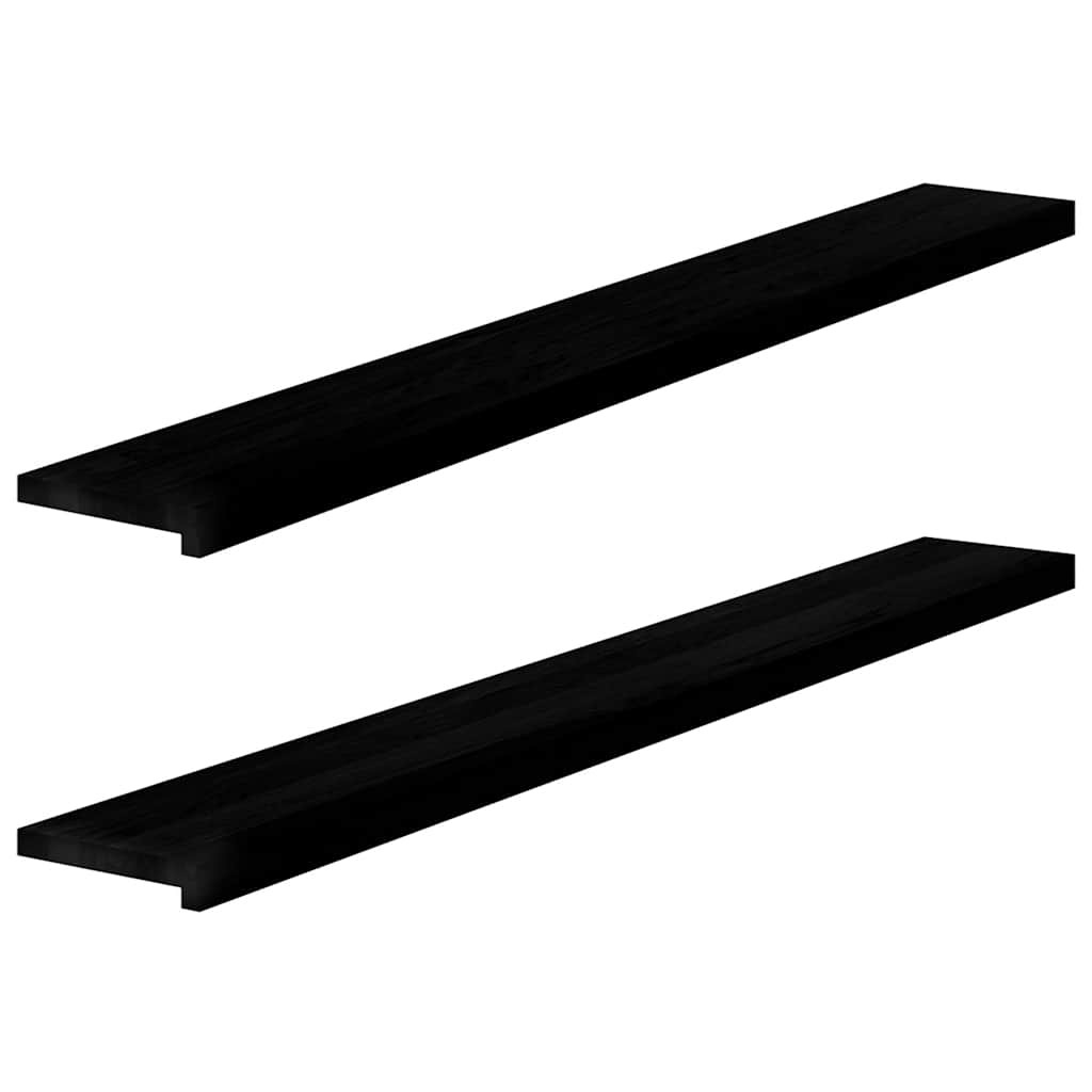 vidaXL Fensterbänke 2 Stk. Braun-Schwarz 160x20x2 cm Massivholz Eiche