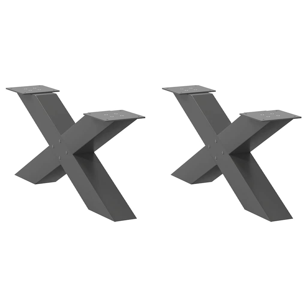 vidaXL Couchtischbeine X-Form 2 Stk. Anthrazit 70x(30-31) cm Stahl