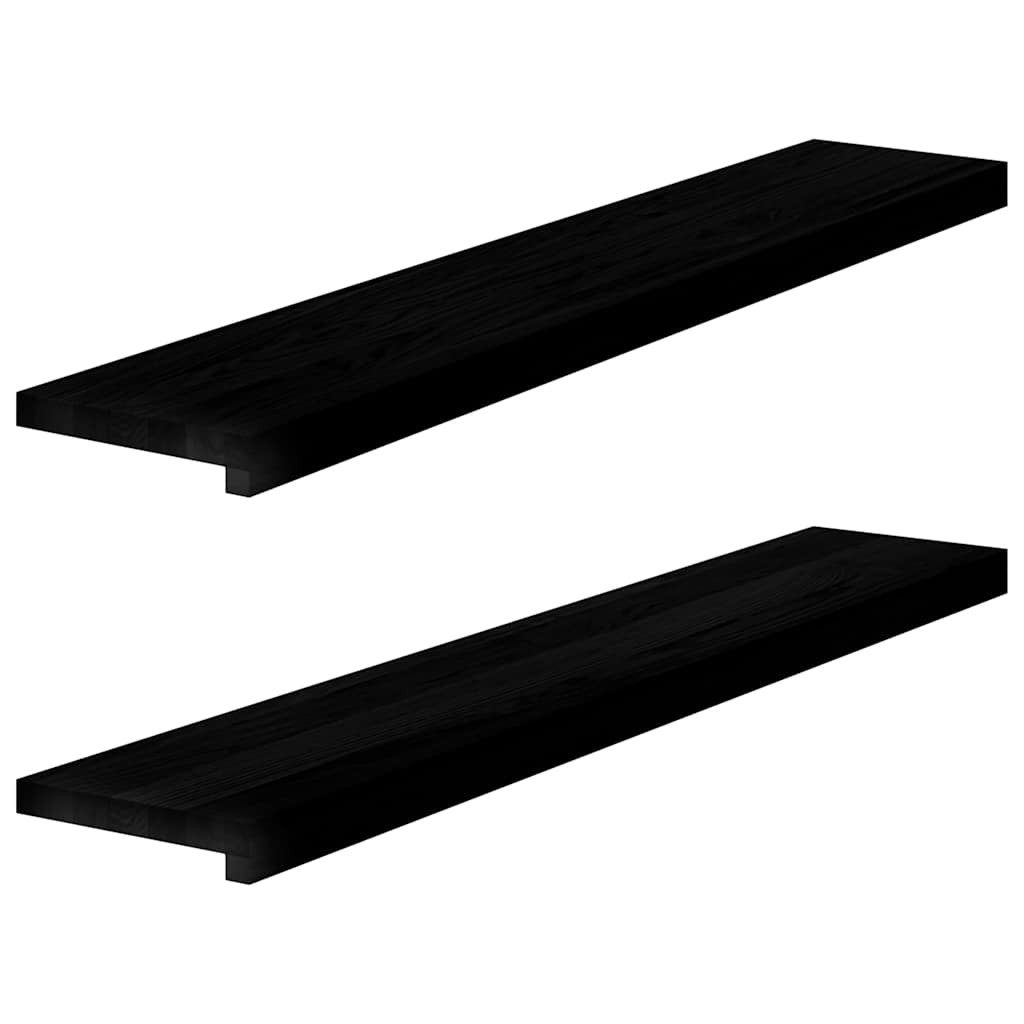 vidaXL Fensterbänke 2 Stk. Braun-Schwarz 110x20x2 cm Massivholz Eiche