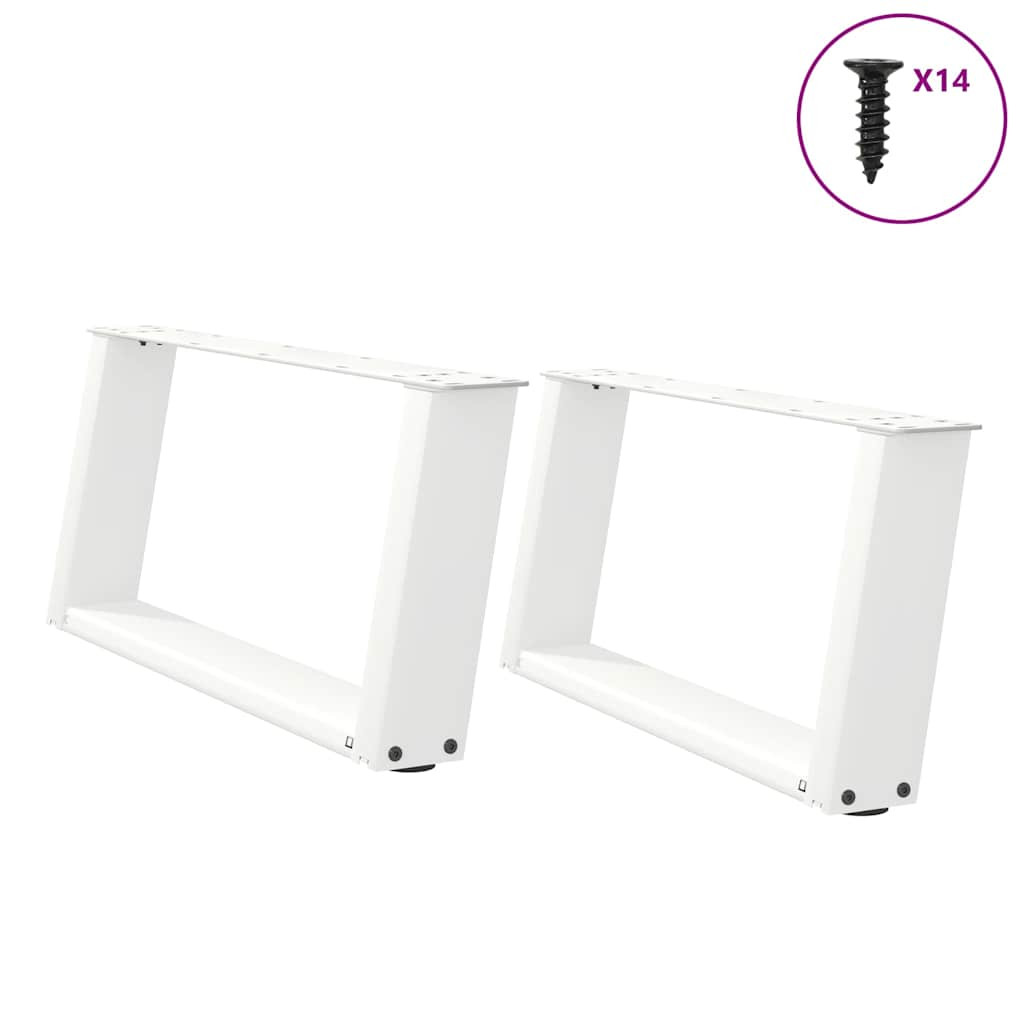 vidaXL Couchtischbeine U-Form 2 Stk. Weiß 70x(30-31) cm Stahl