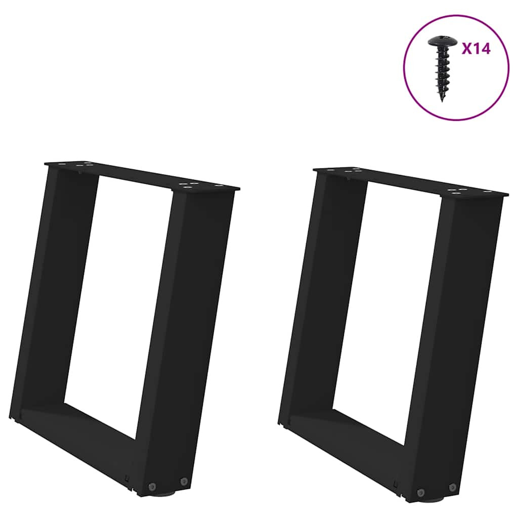 vidaXL Couchtischbeine U-Form 2 Stk. Schwarz 50x(42-43) cm Stahl