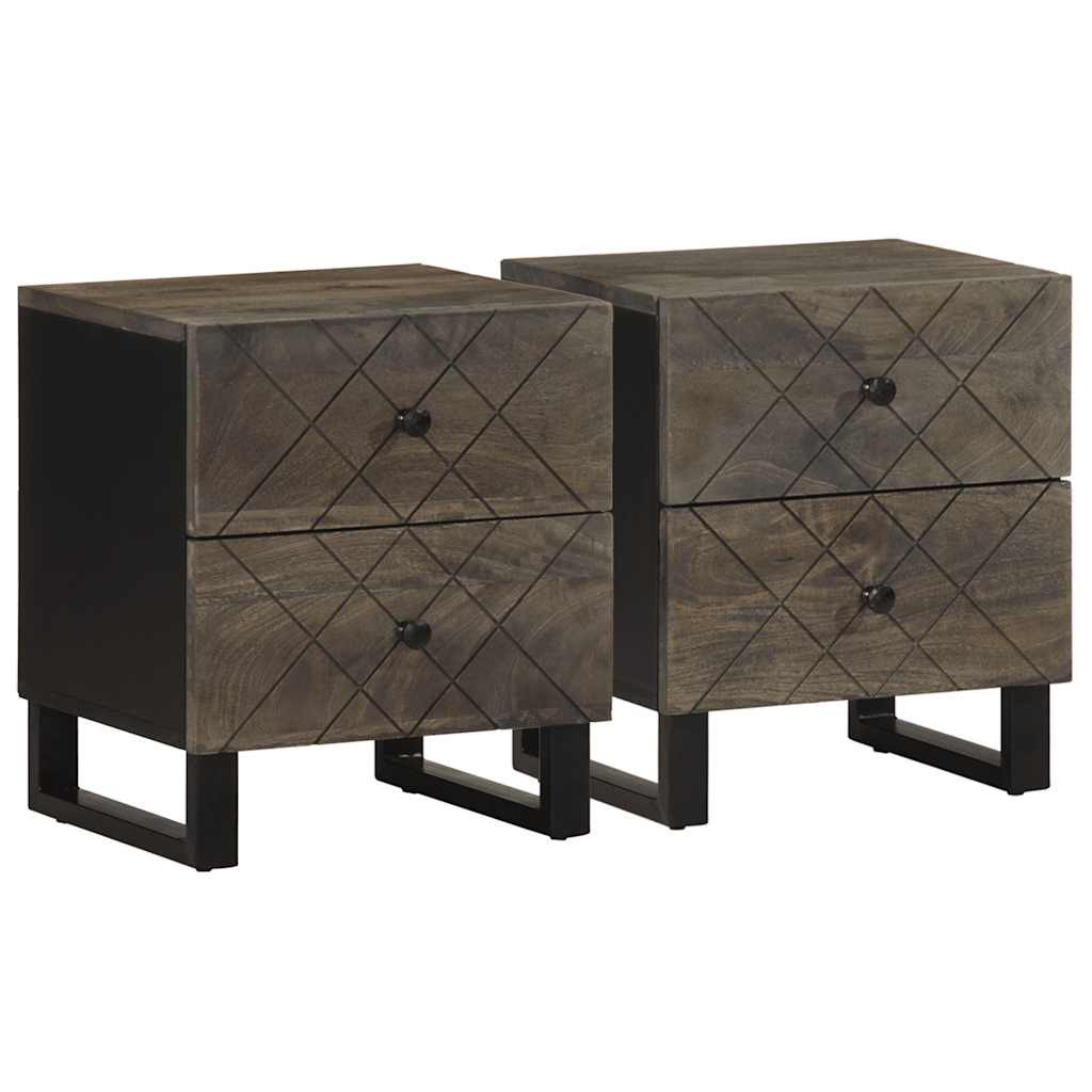 vidaXL Nachttische 2 Stk. Schwarz 40x33x46 cm Massivholz Mango