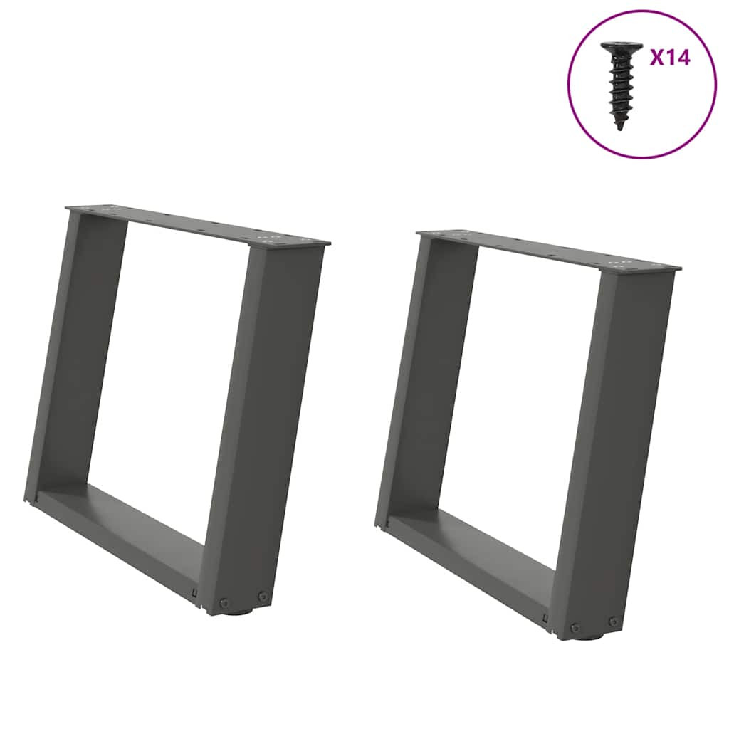 vidaXL Couchtischbeine U-Form 2 Stk. Anthrazit 60x(42-43) cm Stahl