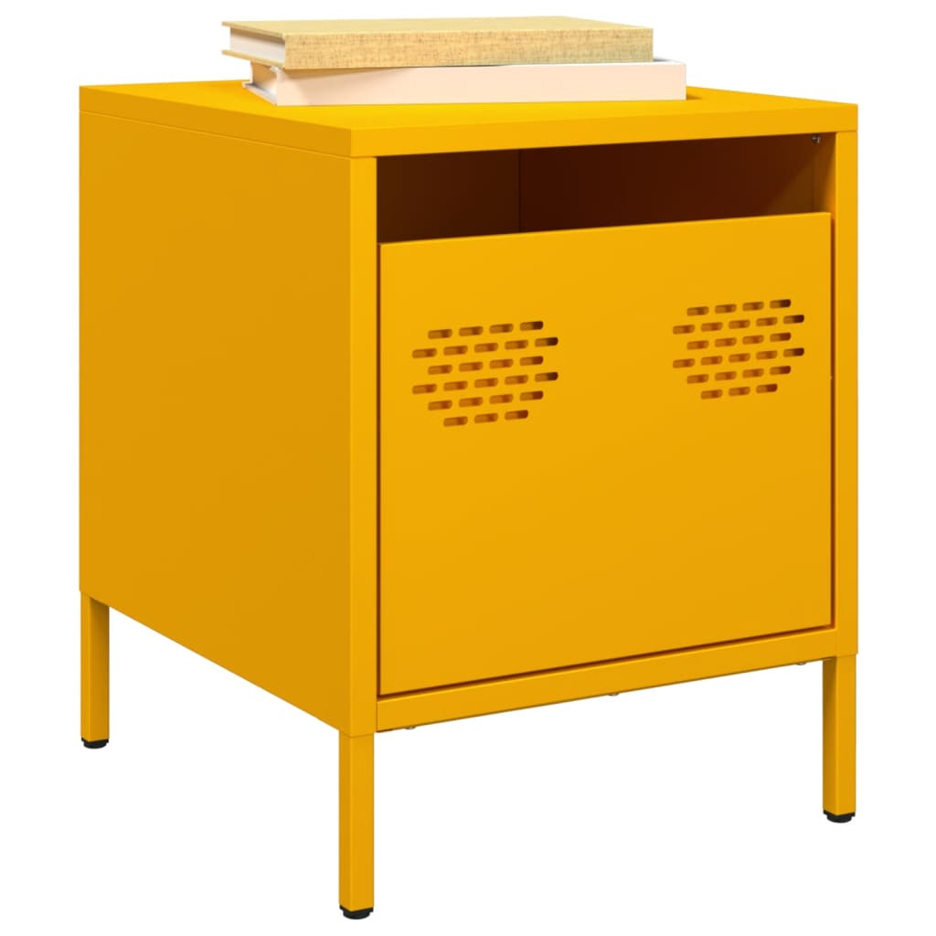 vidaXL Nachttische 2 Stk. Senfgelb 35x39x43,5 cm Stahl
