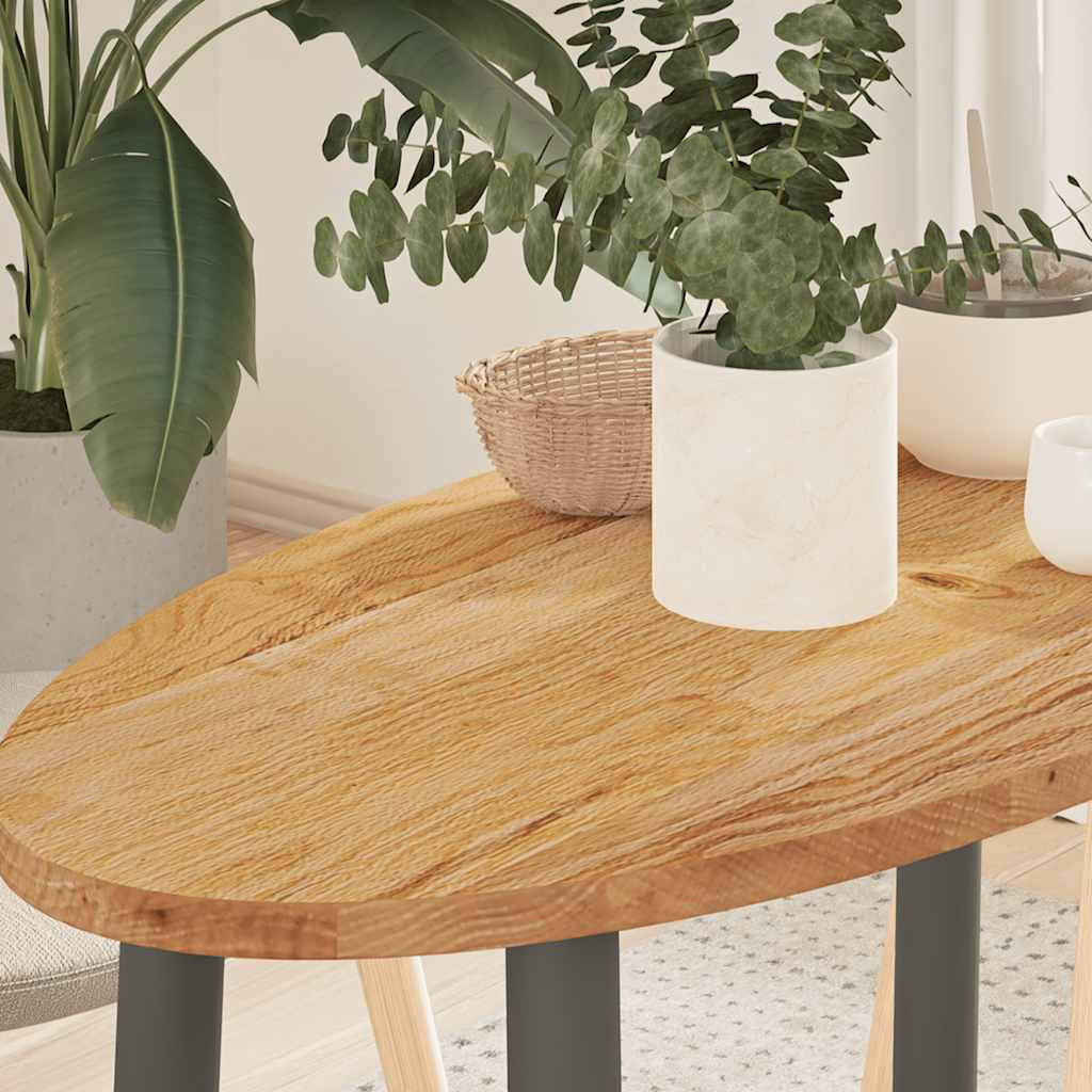 vidaXL Tischplatte Hellbraun 80x40x2 cm Massivholz Eiche Oval