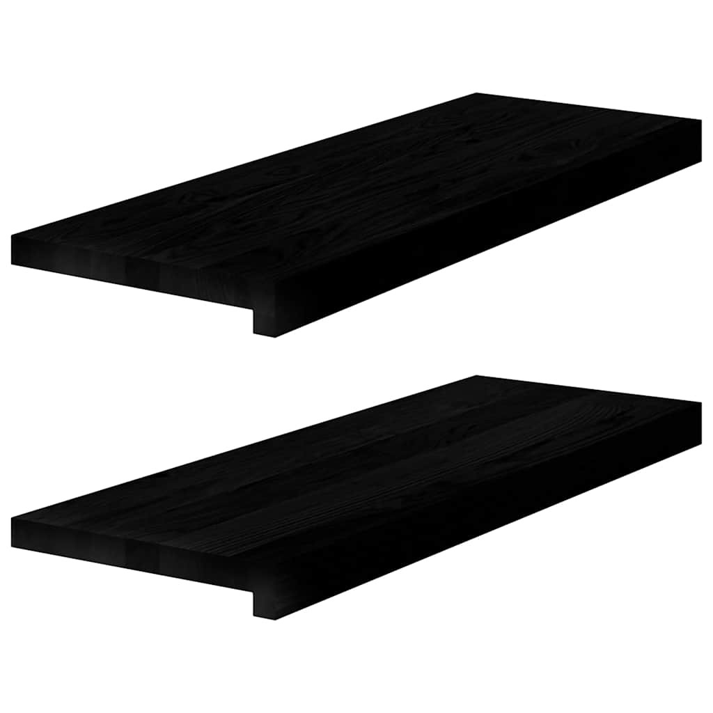 vidaXL Fensterbänke 2 Stk. Braun-Schwarz 70x30x2 cm Massivholz Eiche