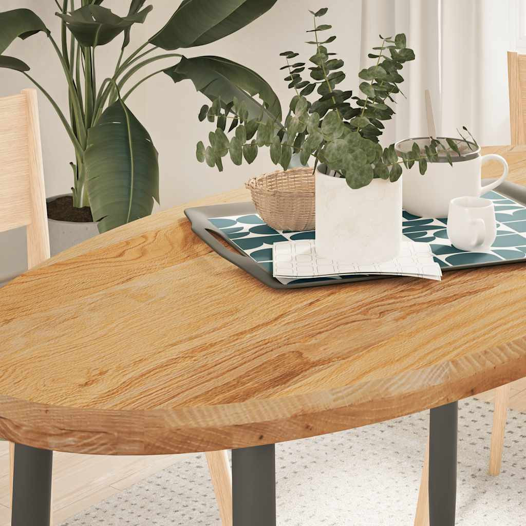 vidaXL Tischplatte Hellbraun 120x60x4 cm Massivholz Eiche Oval