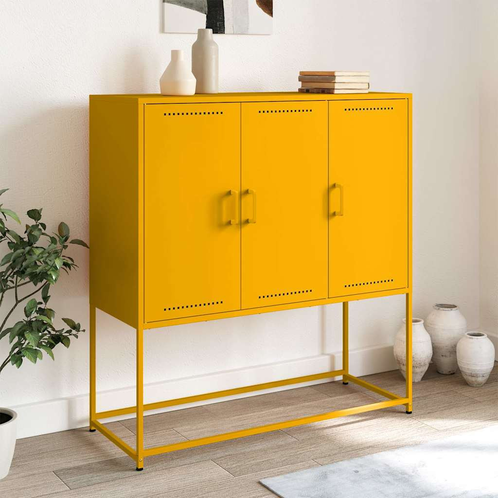 vidaXL Highboard Senfgelb 100,5x39x107 cm Stahl