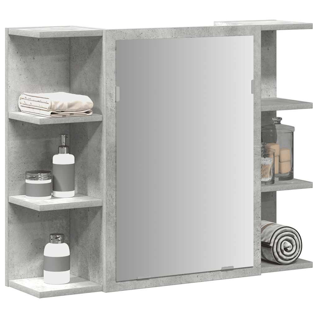 vidaXL Bad-Spiegelschrank Betongrau 80x20,5x64 cm Holzwerkstoff