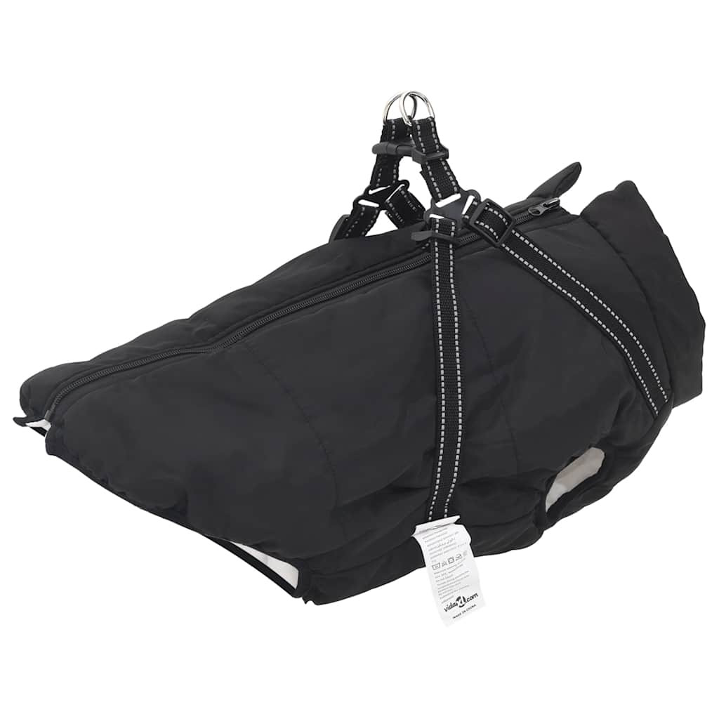 vidaXL Hundemantel mit Geschirr Wasserdicht Reflektierend Schwarz L48