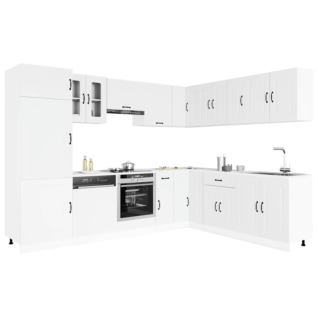 vidaXL 14-tlg. Küchenschrank-Set Kalmar Weiß Holzwerkstoff