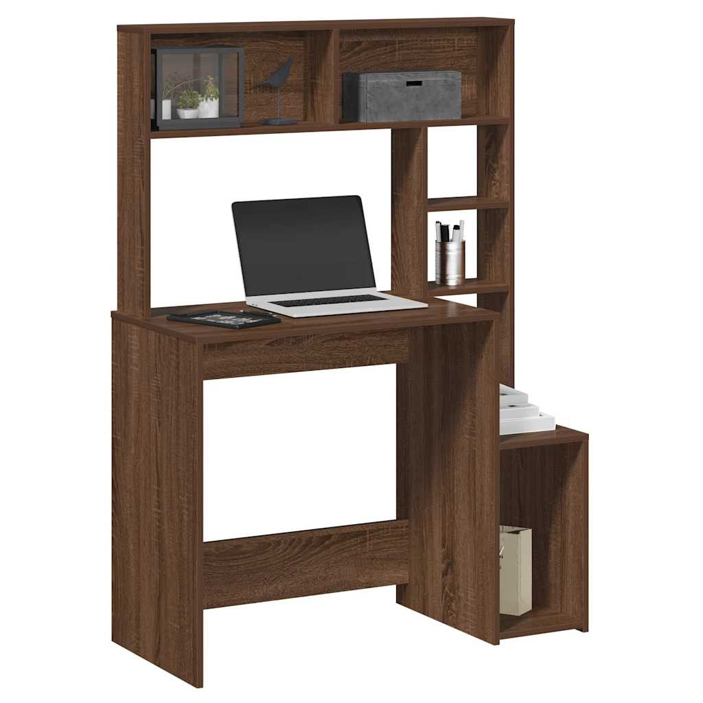 vidaXL Schreibtisch mit Regal Braun Eichen-Optik 100x45x140 cm