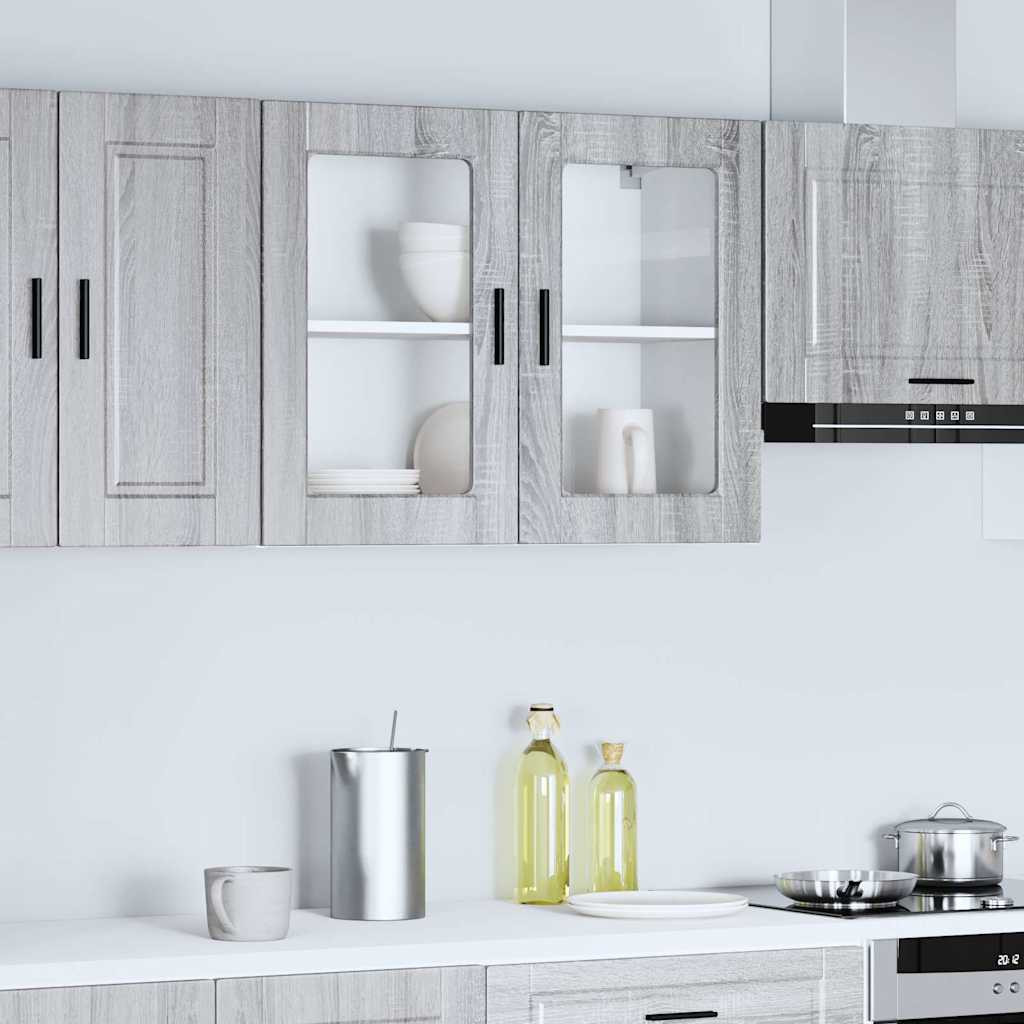 vidaXL Küchen-Hängeschrank mit Glastür Porto Grau Sonoma