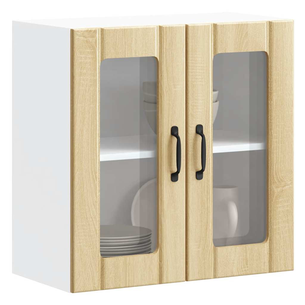 vidaXL Küchen-Hängeschrank mit Glastür Lucca Sonoma-Eiche Holzwerkstoff