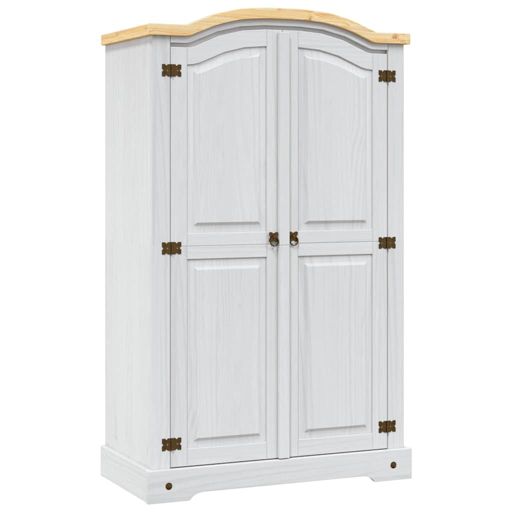 vidaXL Kleiderschrank Mexiko-Stil Kiefernholz 2 Türen Weiß