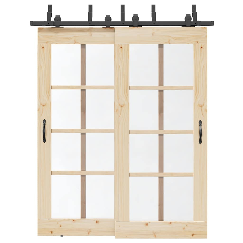vidaXL Schiebetürbeschlag-Set 183 cm Stahl Schwarz