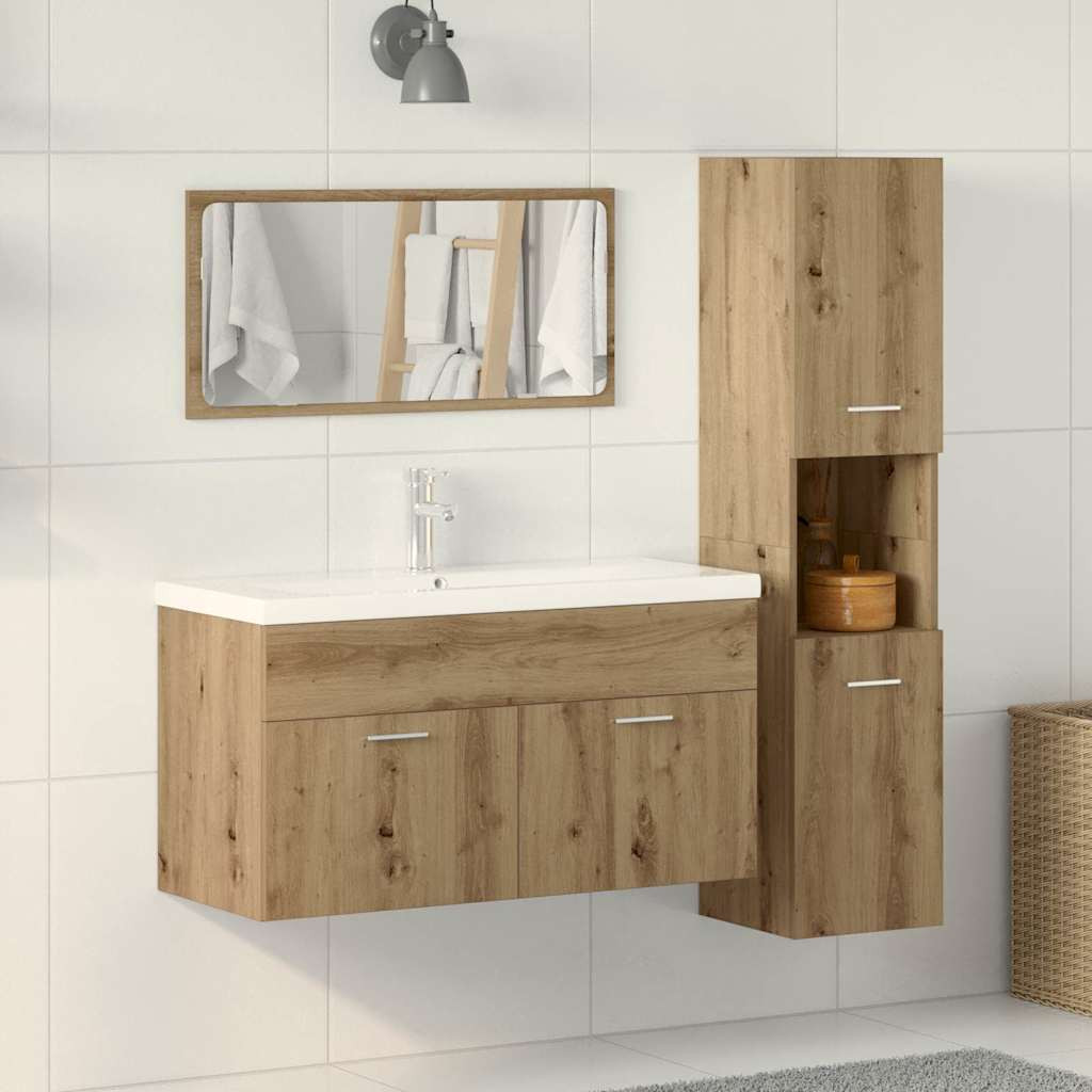 vidaXL 3-tlg. Badmöbel-Set Artisan-Eiche Holzwerkstoff