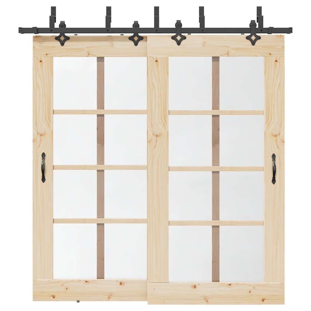 vidaXL Schiebetürbeschlag-Set 213,5 cm Stahl Schwarz