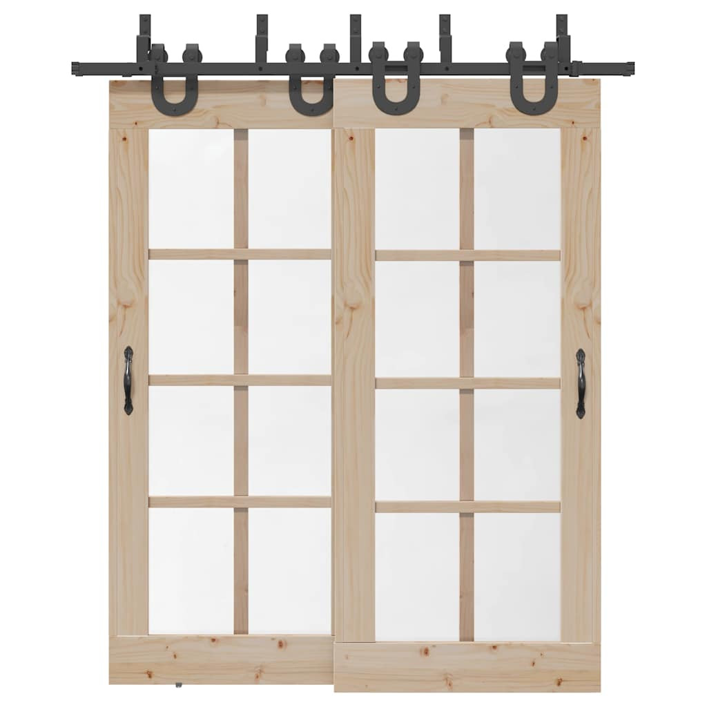 vidaXL Schiebetürbeschlag-Set 200 cm Stahl Schwarz