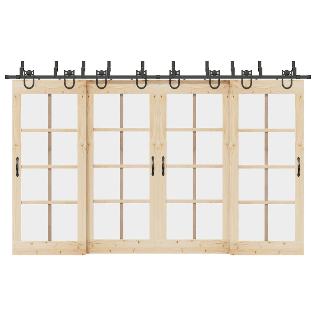 vidaXL Schiebetürbeschlag-Set 366 cm Stahl Schwarz