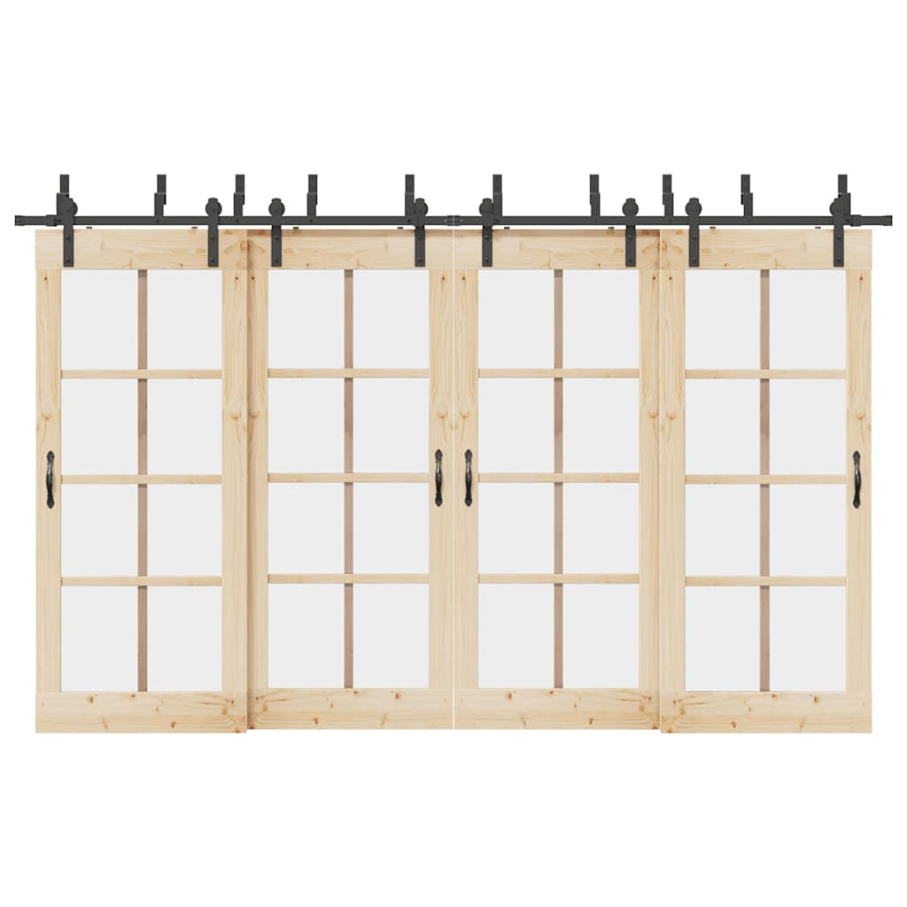 vidaXL Schiebetürbeschlag-Set 366 cm Stahl Schwarz