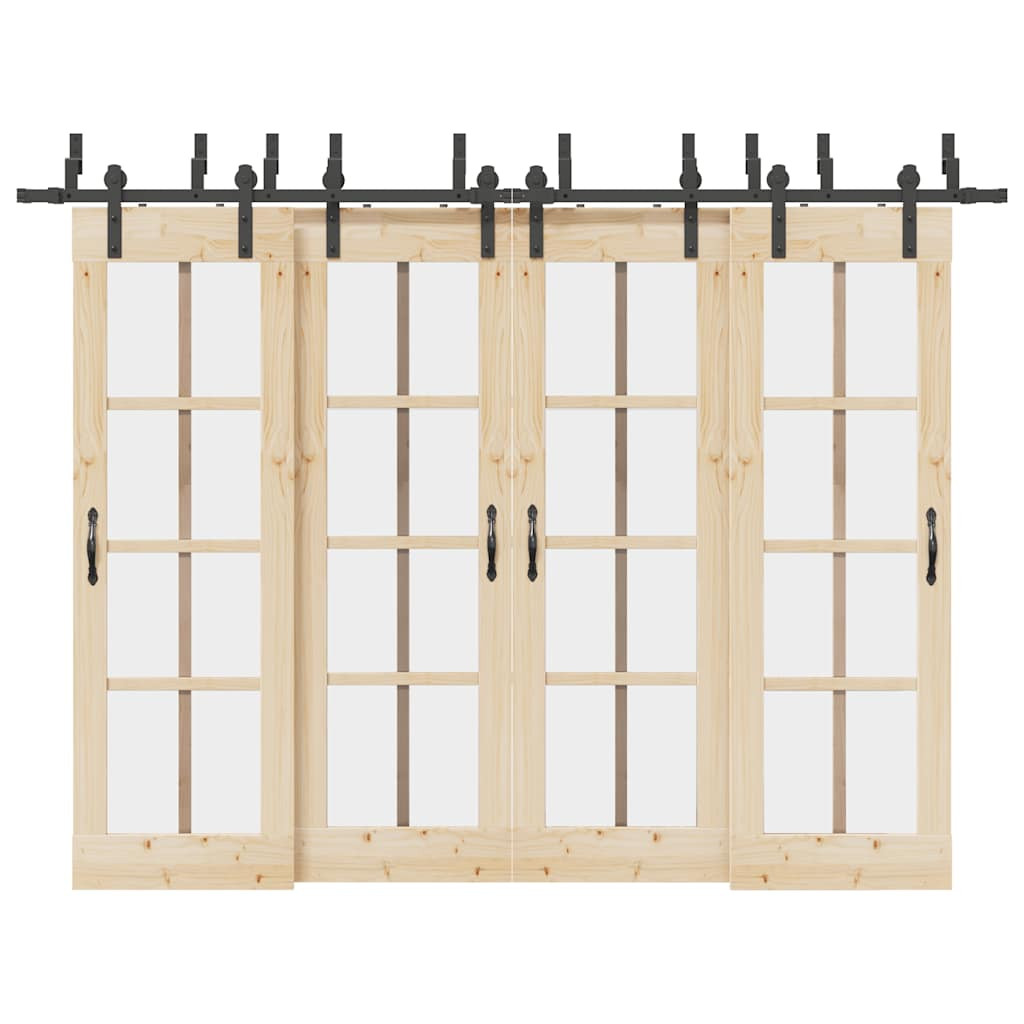 vidaXL Schiebetürbeschlag-Set 305 cm Stahl Schwarz