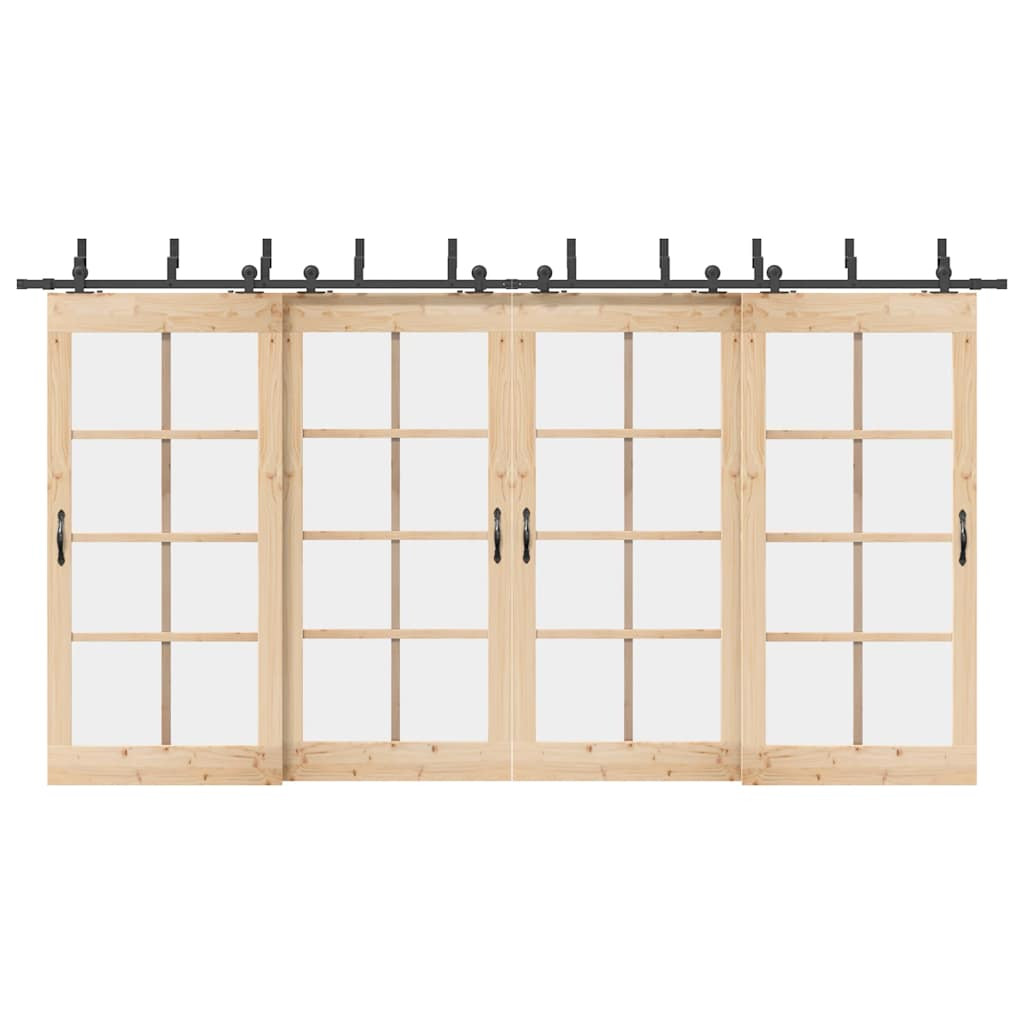 vidaXL Schiebetürbeschlag-Set 427 cm Stahl Schwarz