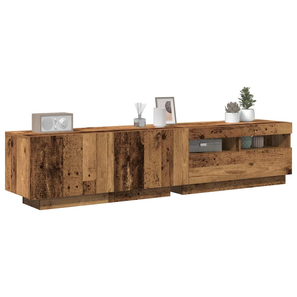 vidaXL TV-Schrank mit LED-Leuchten Altholz-Optik 180x35x40 cm