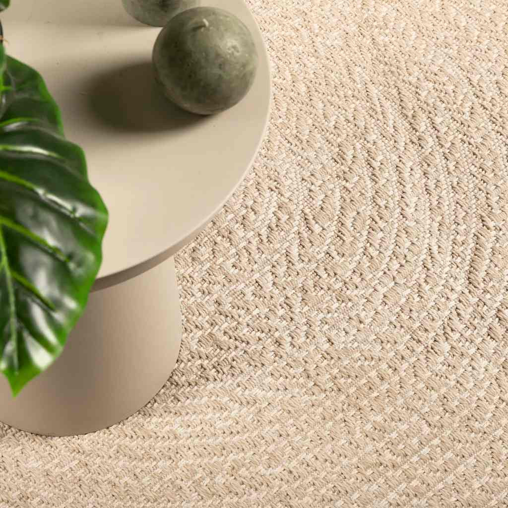 vidaXL Teppich ZIZUR Beige 120x120 cm Jute-Optik Indoor und Outdoor