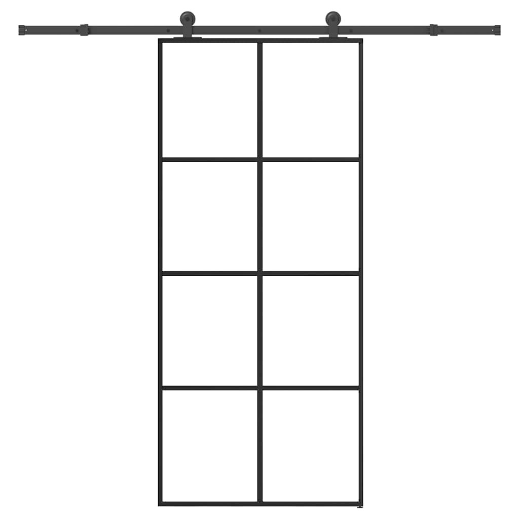 vidaXL Schiebetür mit Beschlag 90x205 cm ESG-Glas & Aluminium