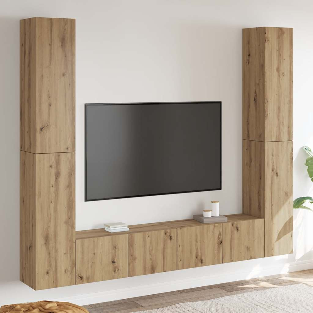 vidaXL TV-Wandschränke 6 Stk. Artisan-Eiche Holzwerkstoff