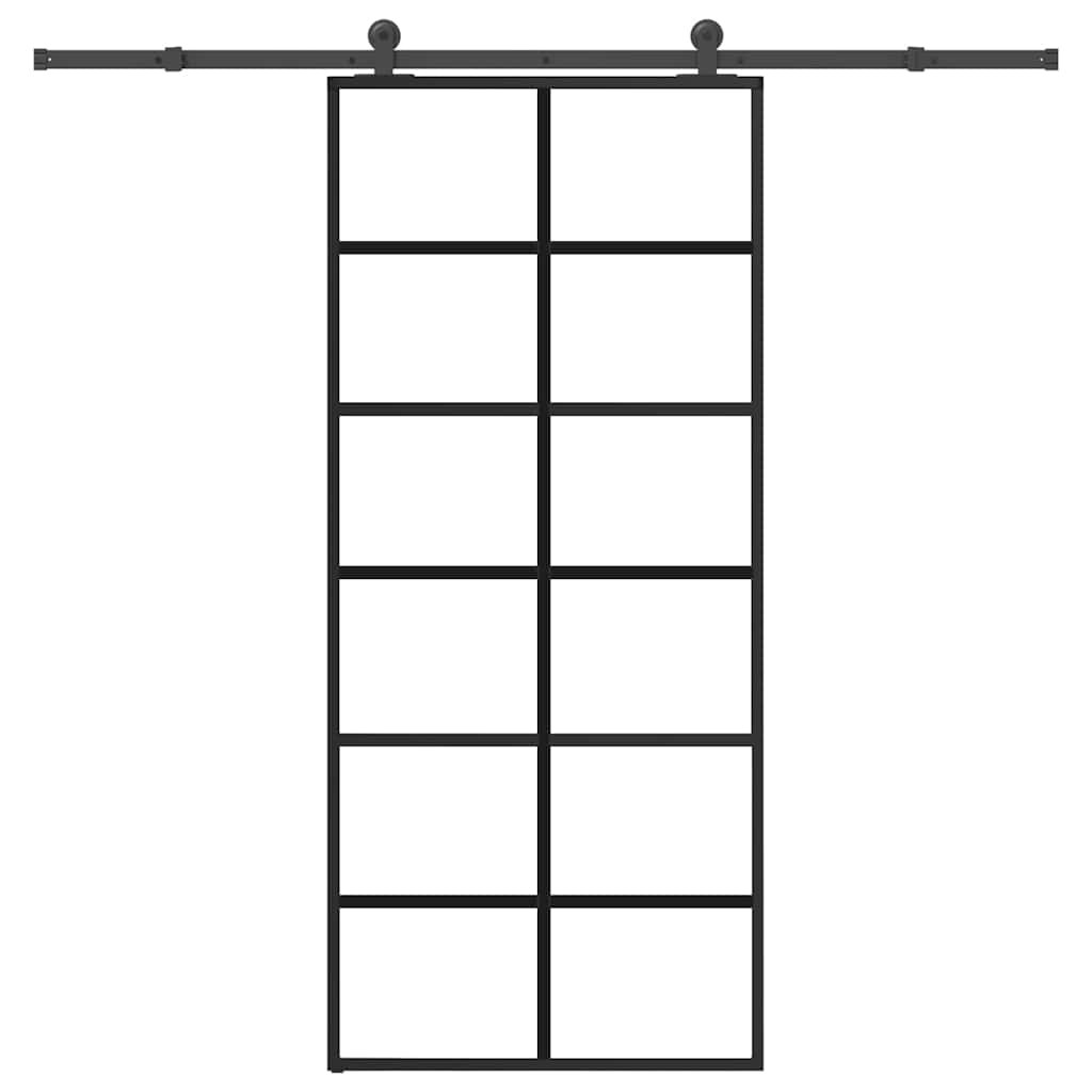vidaXL Schiebetür mit Beschlag 90x205 cm ESG-Glas & Aluminium