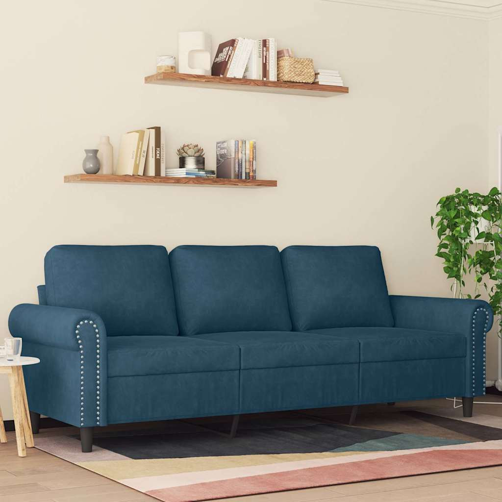 vidaXL 3-Sitzer-Sofa Blau 180 cm Samt