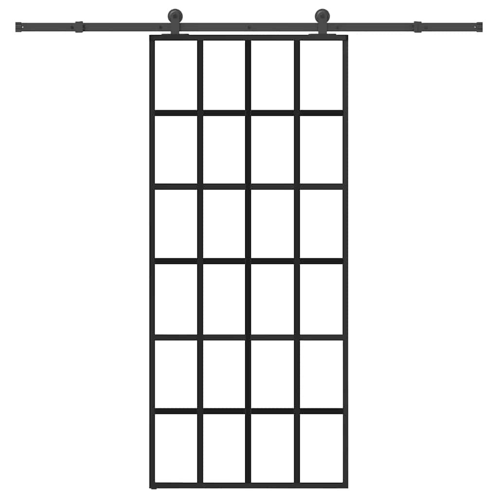vidaXL Schiebetür mit Beschlag 90x205 cm ESG-Glas & Aluminium