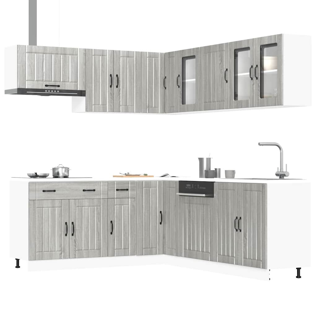 vidaXL 11-tlg. Küchenschrank-Set Lucca Grau Sonoma Holzwerkstoff