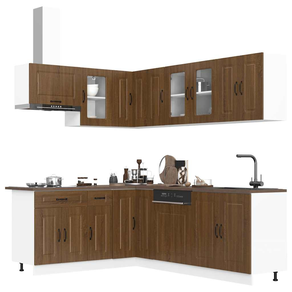 vidaXL 11-tlg. Küchenschrank-Set Kalmar Braun Eichen-Optik Holzwerkstoff
