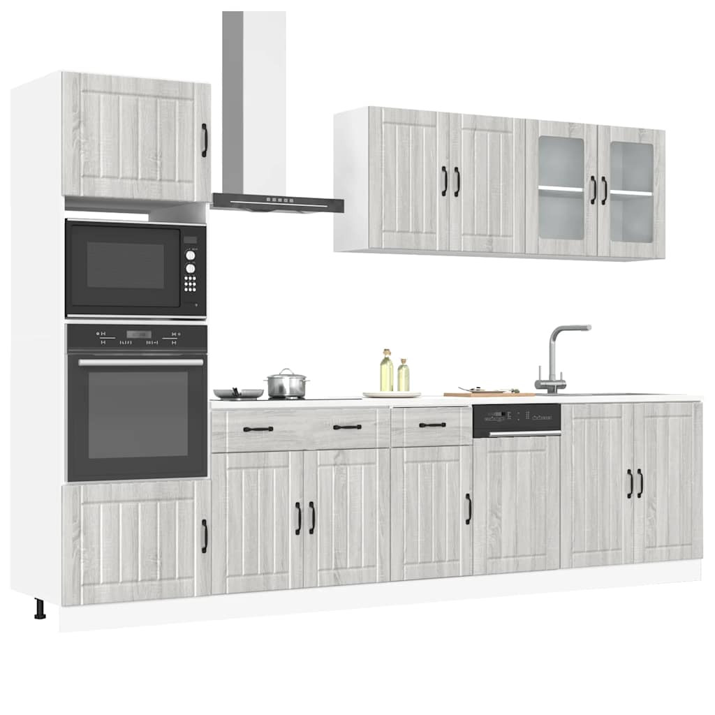 vidaXL 7-tlg. Küchenschrank-Set Kalmar Grau Sonoma Holzwerkstoff