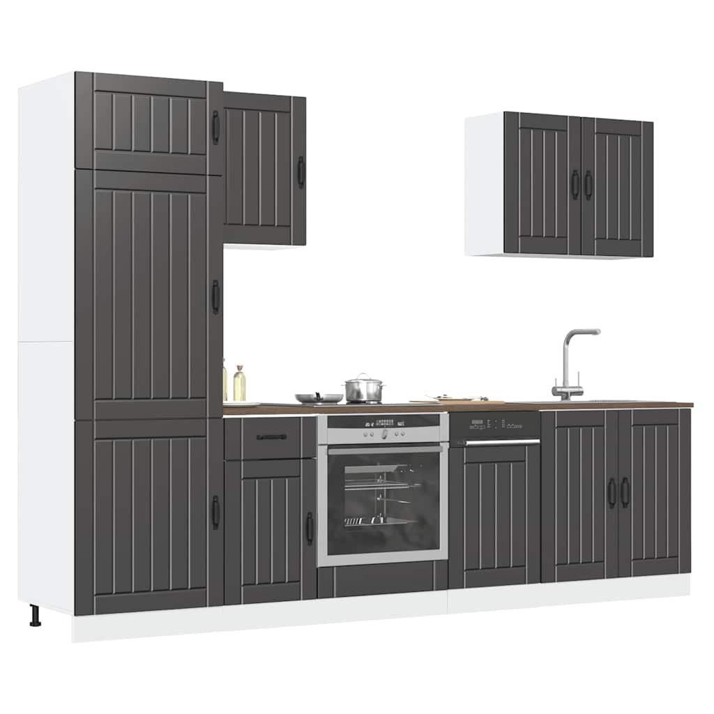 vidaXL 7-tlg. Küchenschrank-Set Lucca Schwarz Holzwerkstoff
