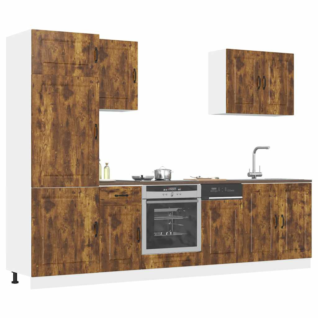 vidaXL 7-tlg. Küchenschrank-Set Kalmar Räuchereiche Holzwerkstoff