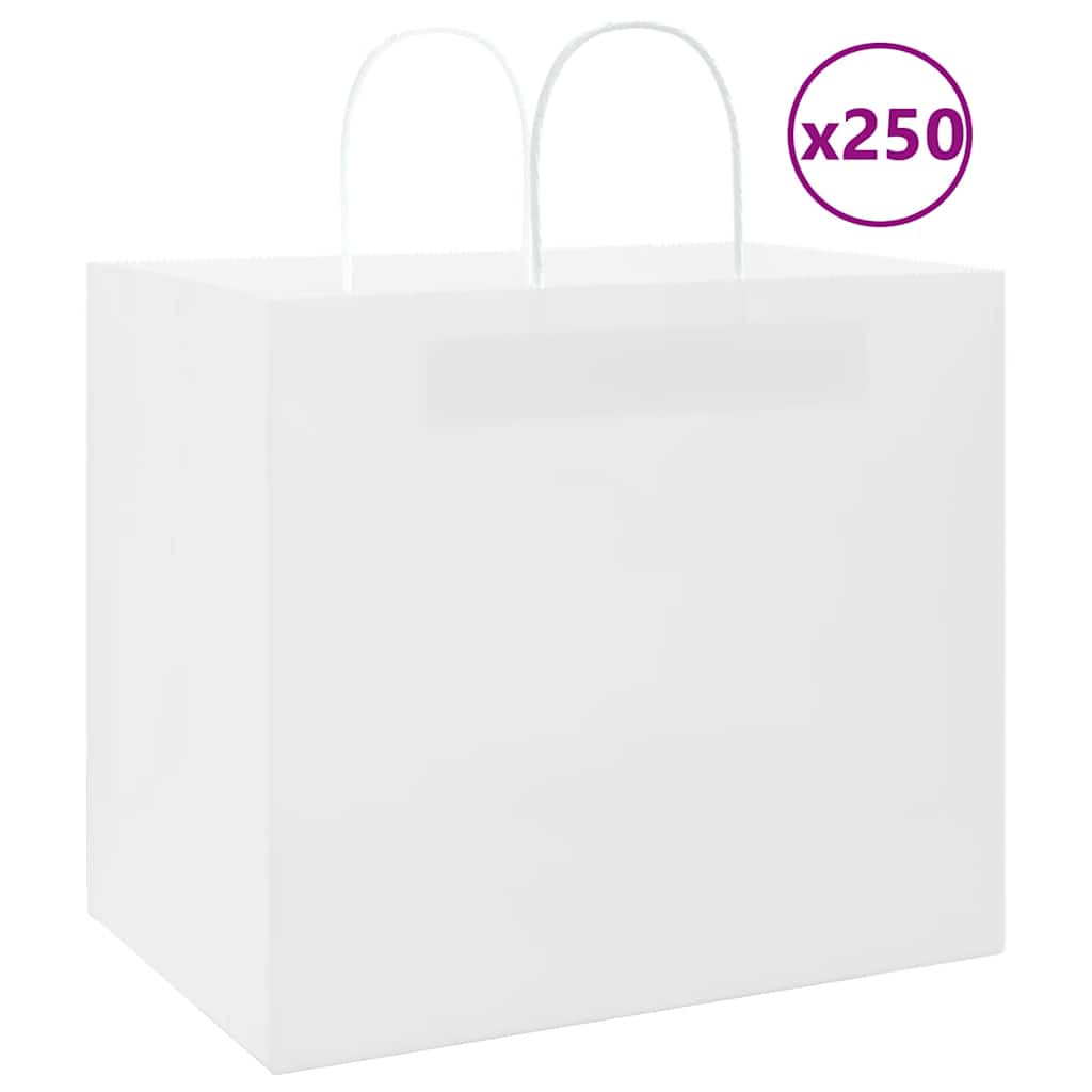 vidaXL Papiertragetaschen 250 Stk. mit Henkeln Weiß 32x22x28 cm