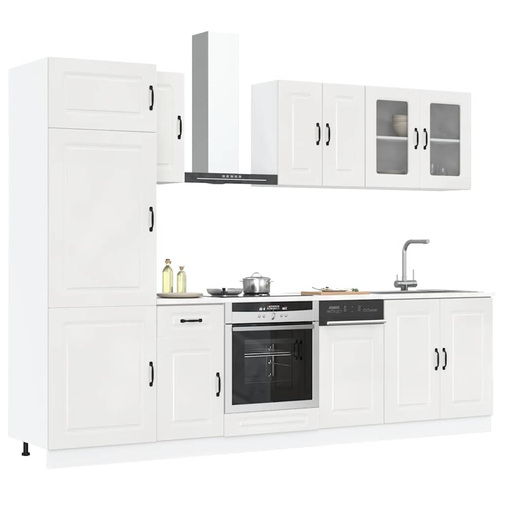 vidaXL 8-tlg. Küchenschrank-Set Kalmar Kalmar Hochglanz-Weiß Holzwerkstoff