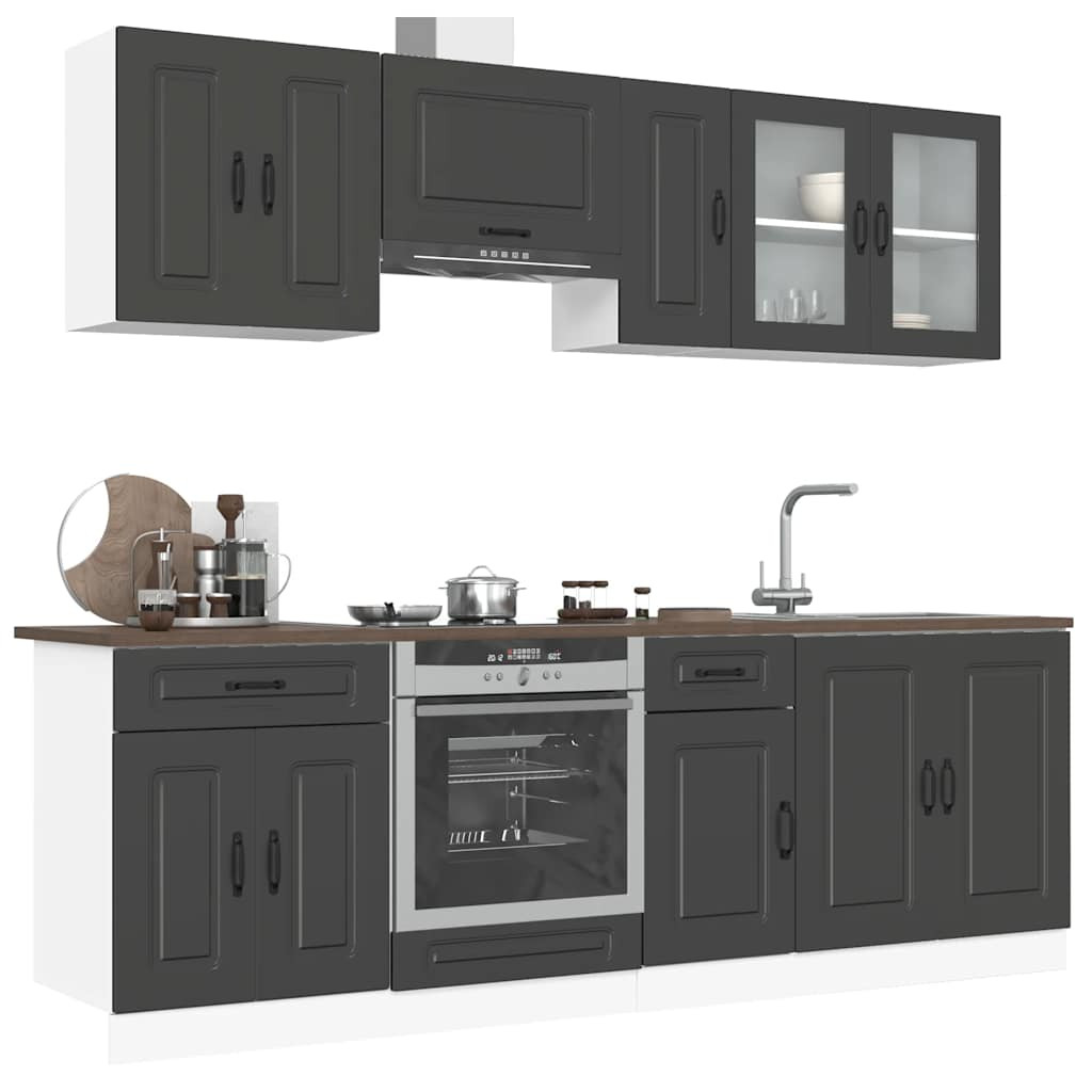 vidaXL 8-tlg. Küchenschrank-Set Kalmar Schwarz Holzwerkstoff