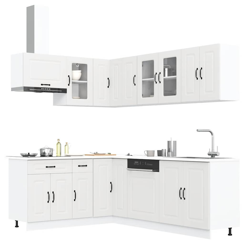 vidaXL 11-tlg. Küchenschrank-Set Kalmar Weiß Holzwerkstoff