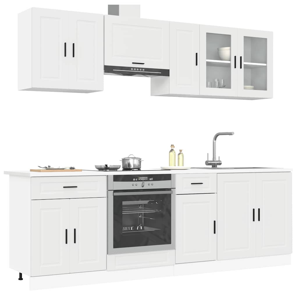 vidaXL 8-tlg. Küchenschrank-Set Porto Weiß Holzwerkstoff