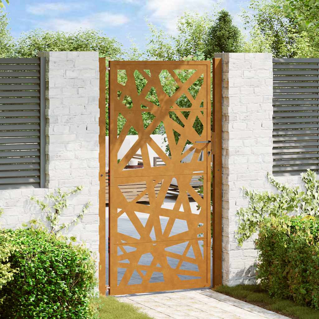 vidaXL Gartentor 100x200 cm Cortenstahl Helles Design